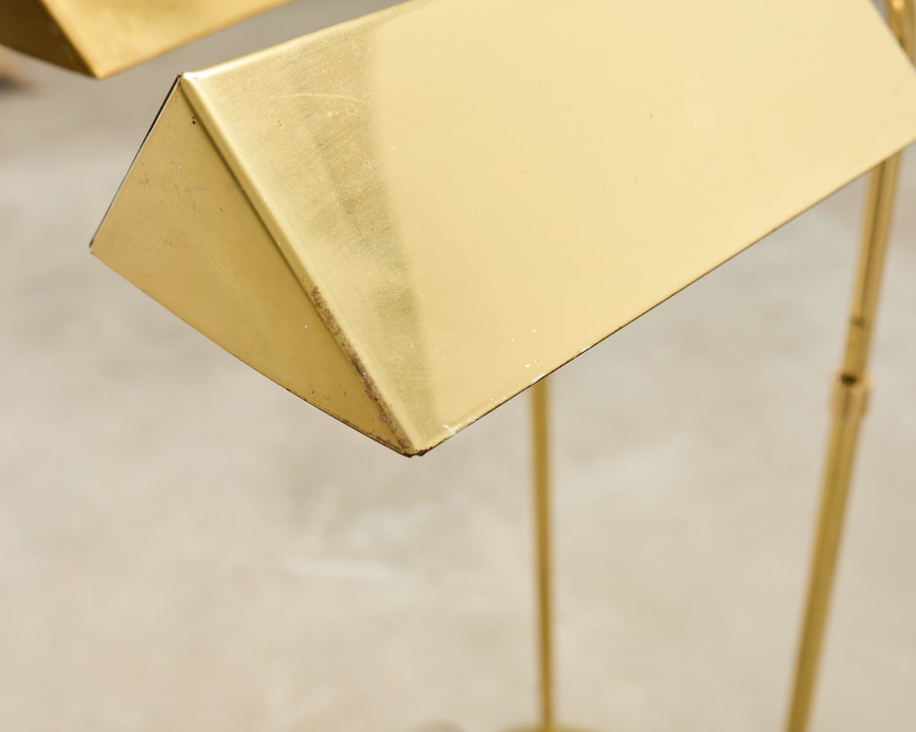 Pair of Mid-Century Brass Adjustable Pharmacy Floor Lamps
