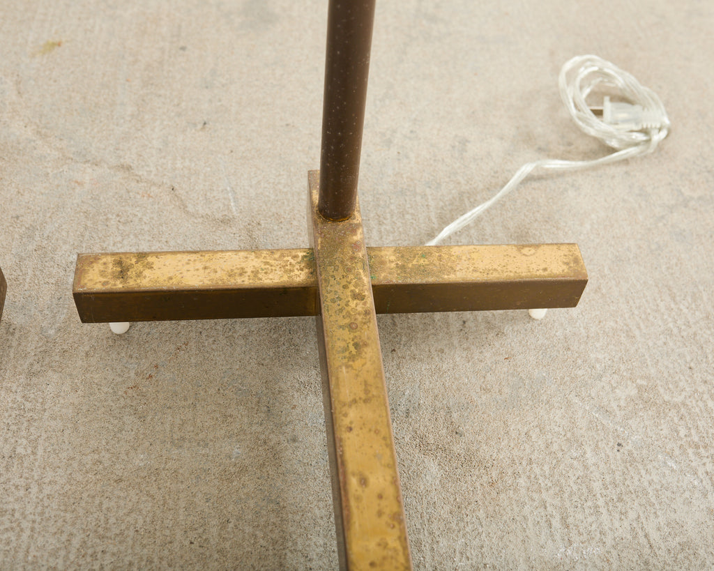 Pair of Midcentury Casella Patinated Brass Pharmacy Floor Lamps