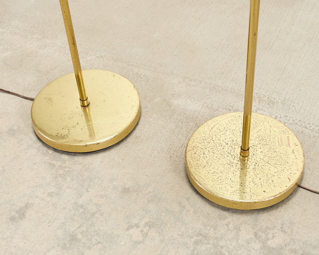 Pair of Mid-Century Brass Adjustable Pharmacy Floor Lamps