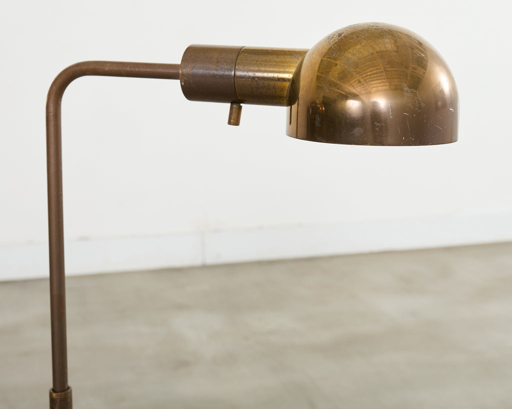 Pair of Midcentury Casella Patinated Brass Pharmacy Floor Lamps