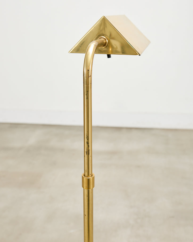 Pair of Mid-Century Brass Adjustable Pharmacy Floor Lamps