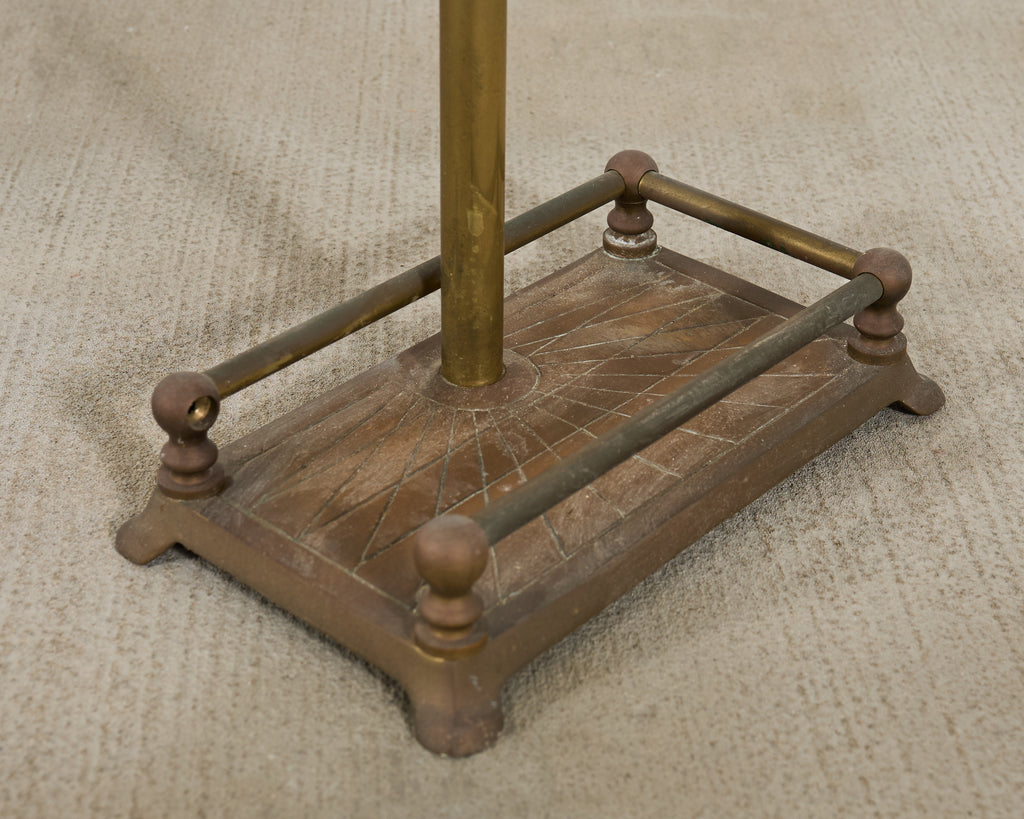 Brass Equestrian Horse Motif Fireplace Tool Set with Stand