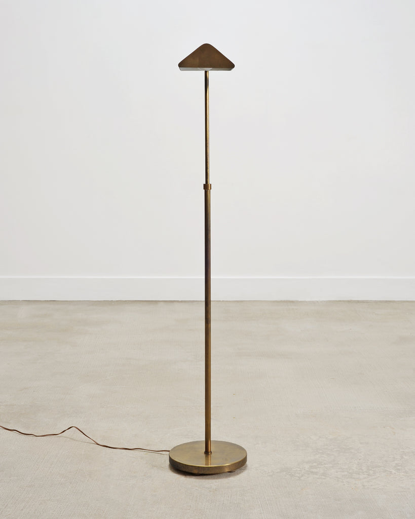 Mid-Century Patinated Brass Adjustable Pharmacy Floor Lamp