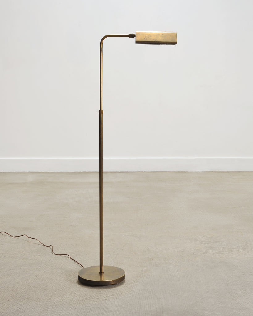 Mid-Century Patinated Brass Adjustable Pharmacy Floor Lamp