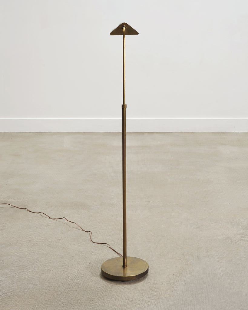 Mid-Century Patinated Brass Adjustable Pharmacy Floor Lamp