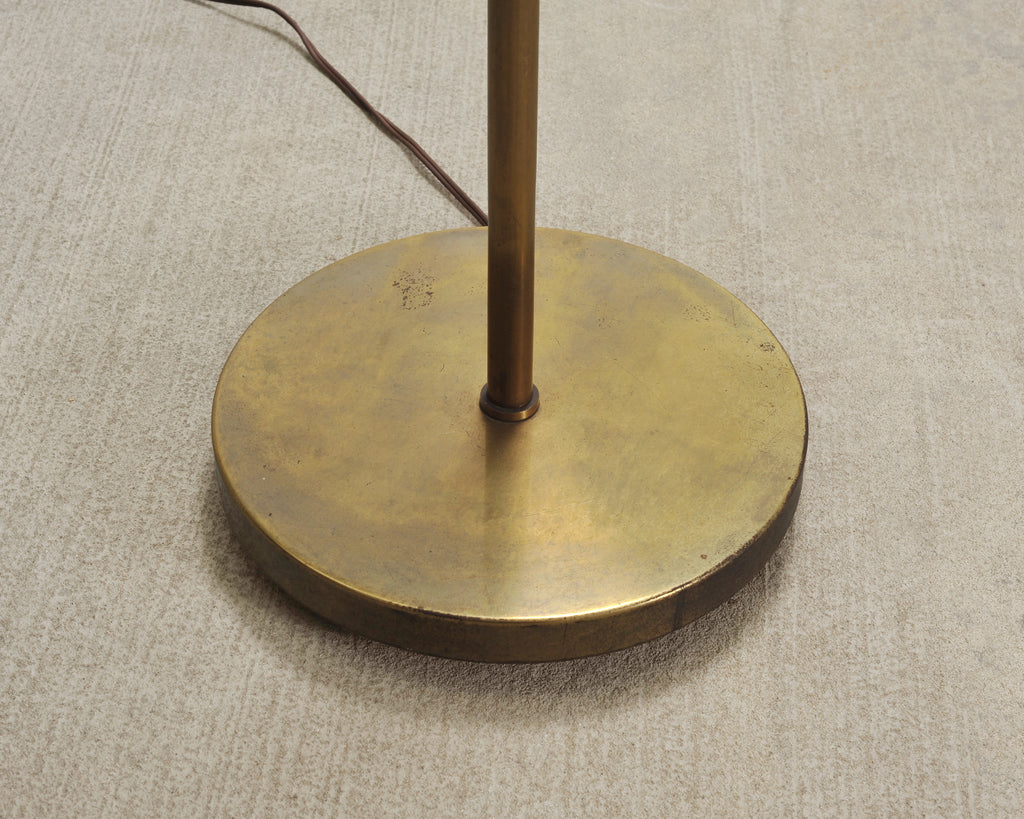 Mid-Century Patinated Brass Adjustable Pharmacy Floor Lamp