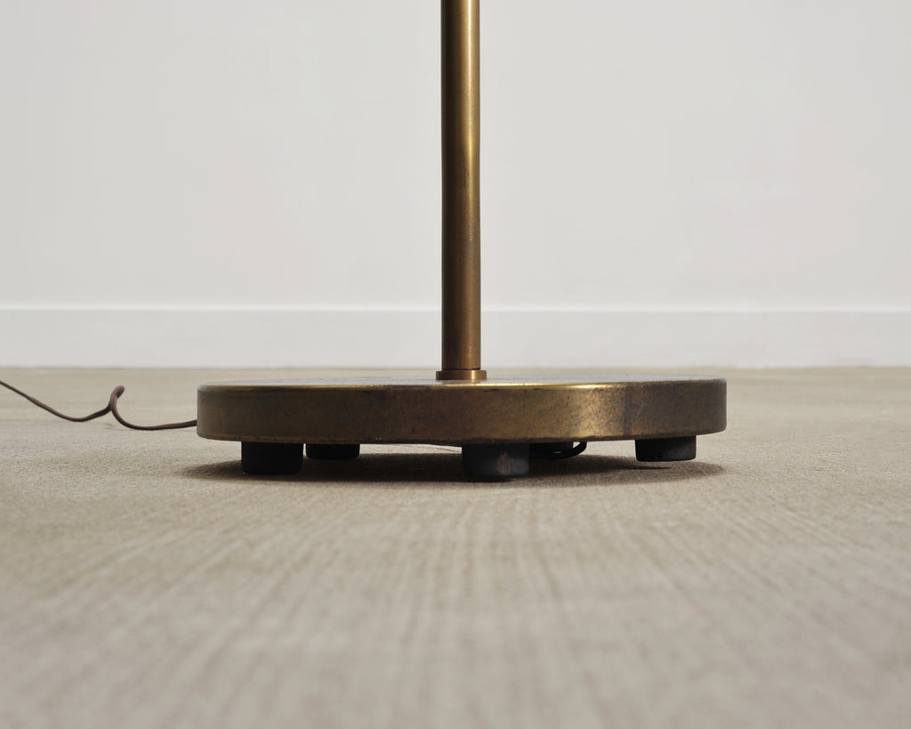 Mid-Century Patinated Brass Adjustable Pharmacy Floor Lamp