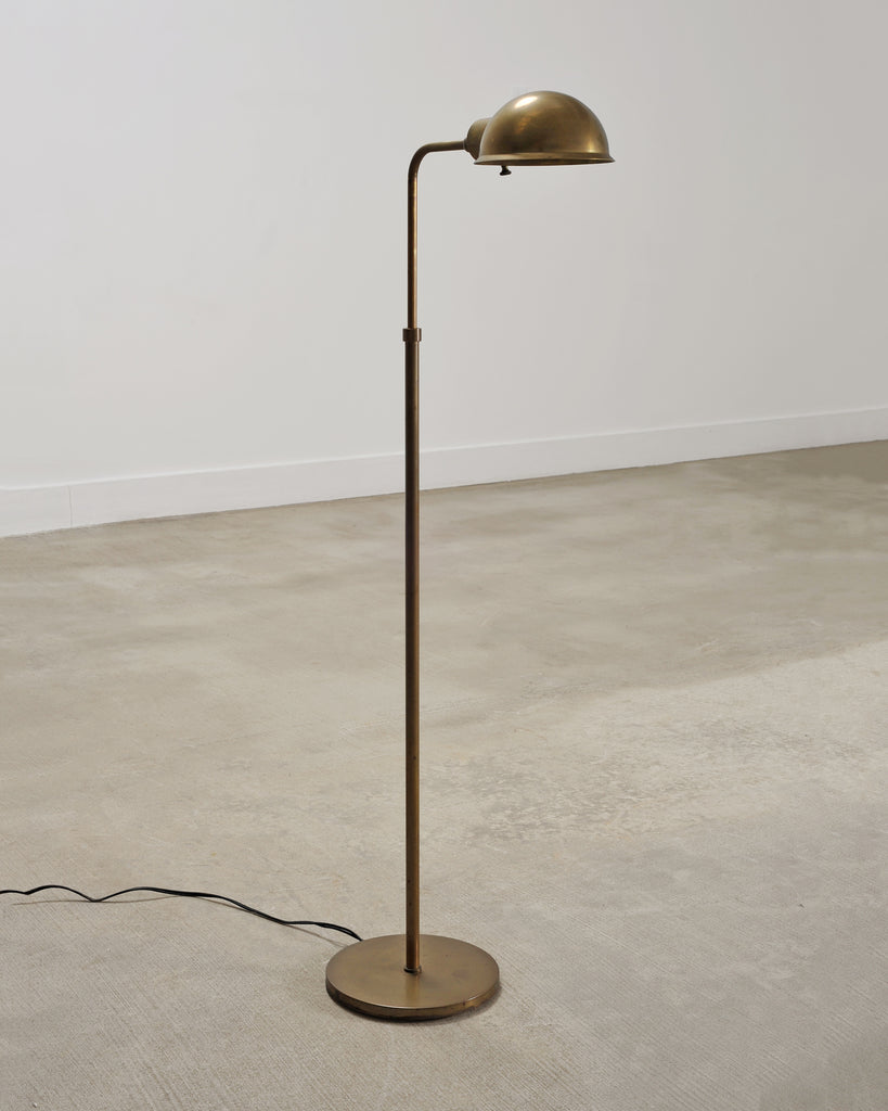 Art Deco Style Patinated Brass Adjustable Pharmacy Floor Lamp