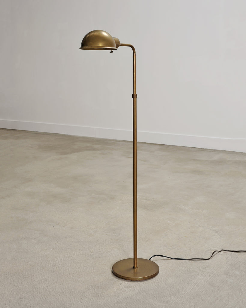 Art Deco Style Patinated Brass Adjustable Pharmacy Floor Lamp