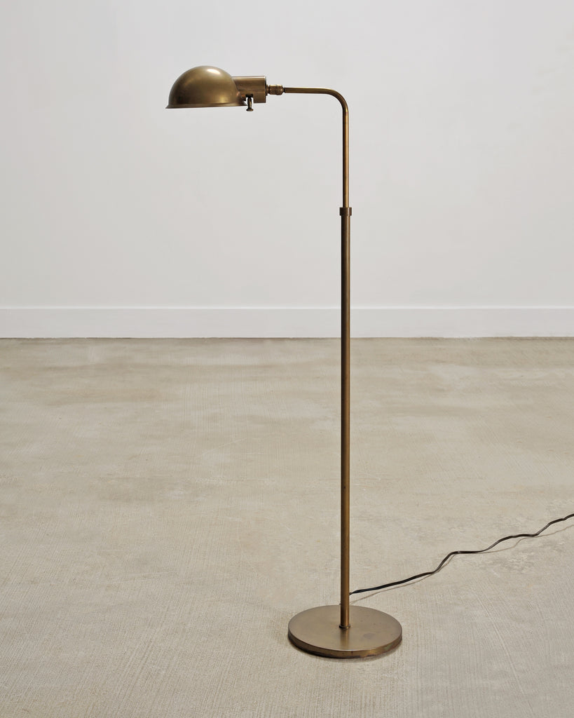 Art Deco Style Patinated Brass Adjustable Pharmacy Floor Lamp