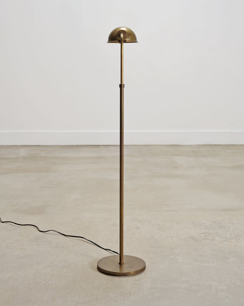 Art Deco Style Patinated Brass Adjustable Pharmacy Floor Lamp