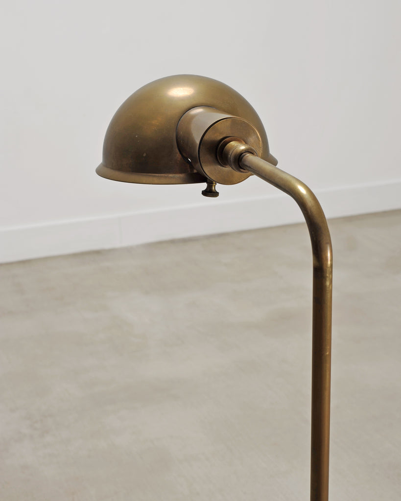 Art Deco Style Patinated Brass Adjustable Pharmacy Floor Lamp