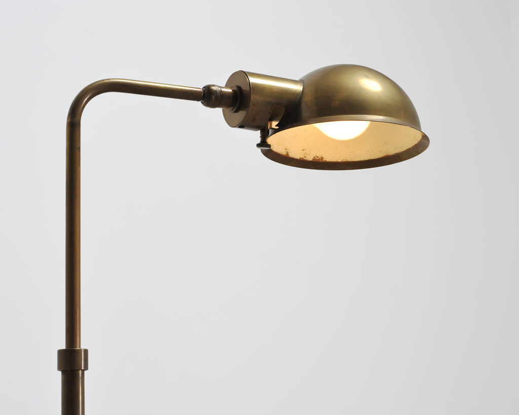 Art Deco Style Patinated Brass Adjustable Pharmacy Floor Lamp