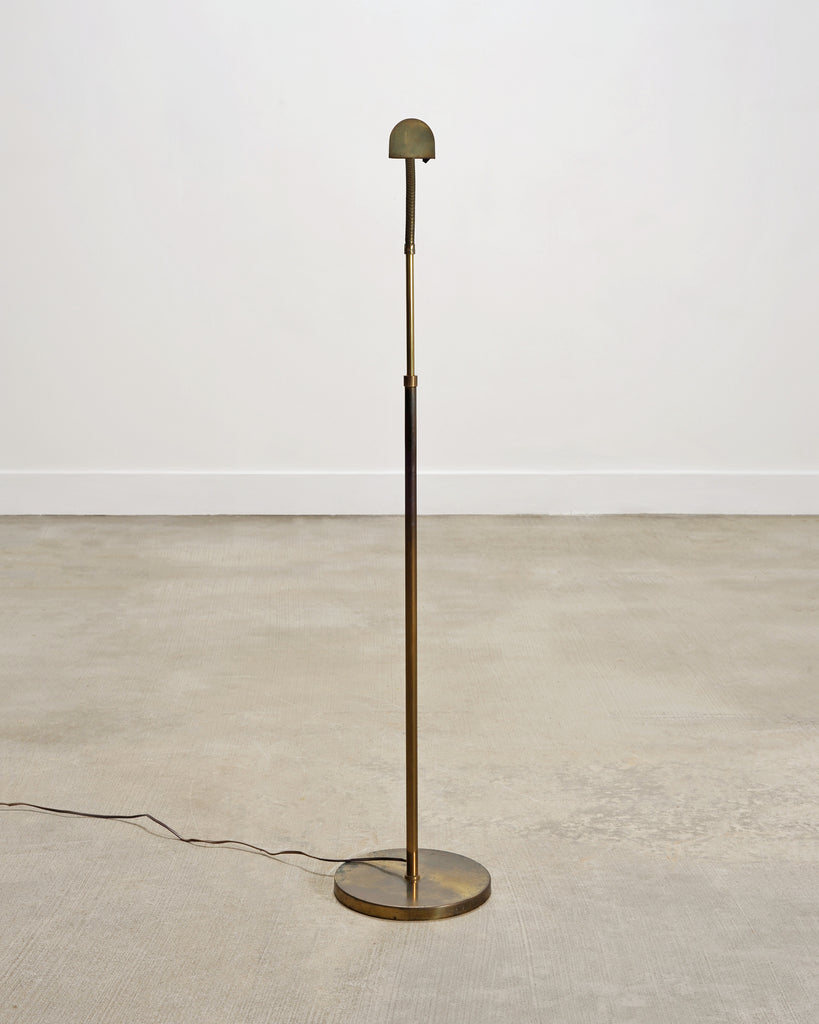 Mid-Century Patinated Brass Adjustable Pharmacy Floor Lamp