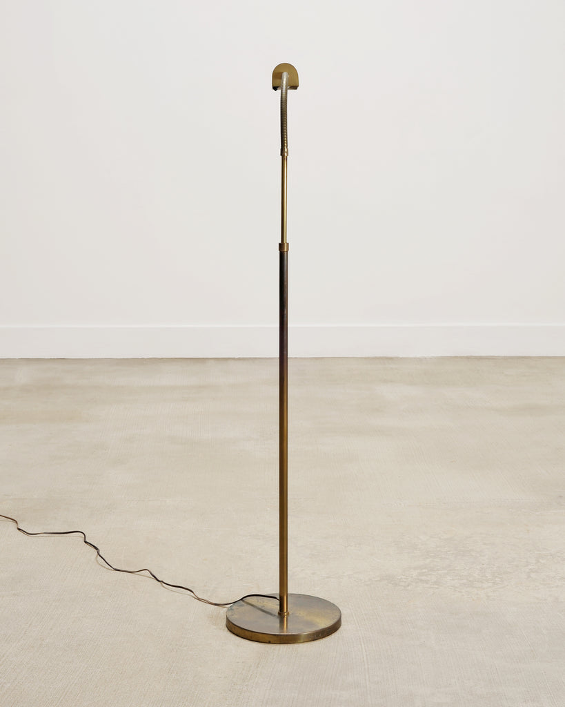 Mid-Century Patinated Brass Adjustable Pharmacy Floor Lamp