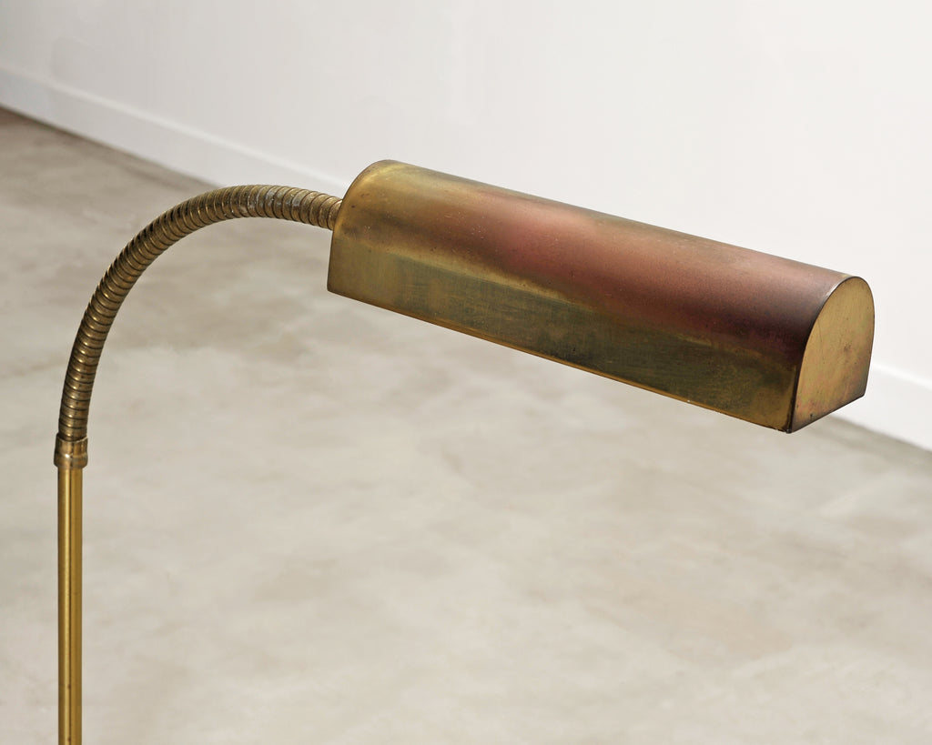 Mid-Century Patinated Brass Adjustable Pharmacy Floor Lamp