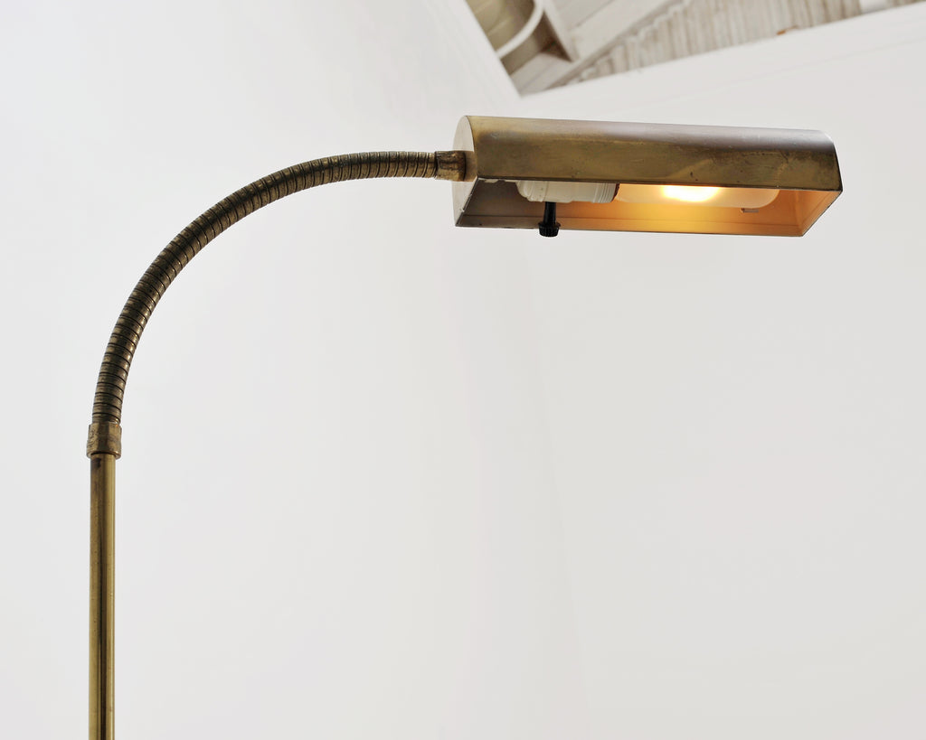 Mid-Century Patinated Brass Adjustable Pharmacy Floor Lamp