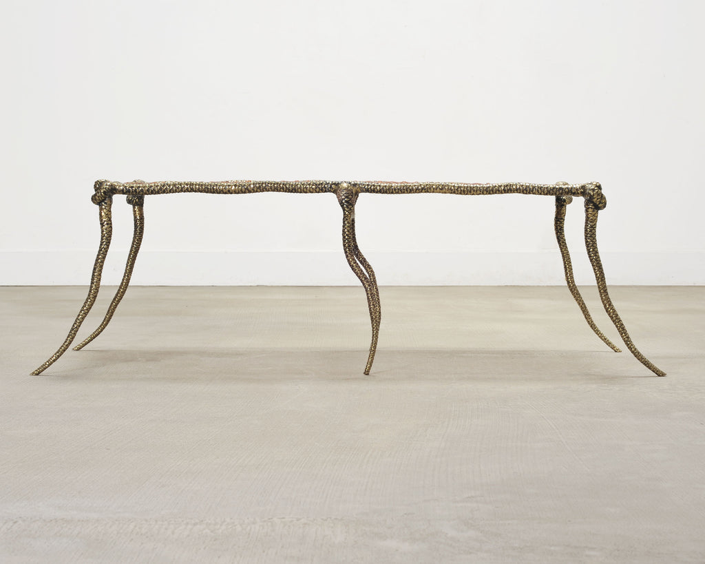Sylvan S.F. Brass Leather Strap Viper Bench or Cocktail Table
