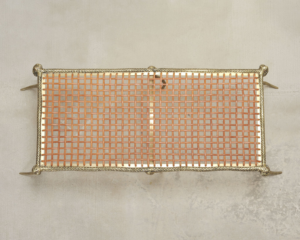 Sylvan S.F. Brass Leather Strap Viper Bench or Cocktail Table