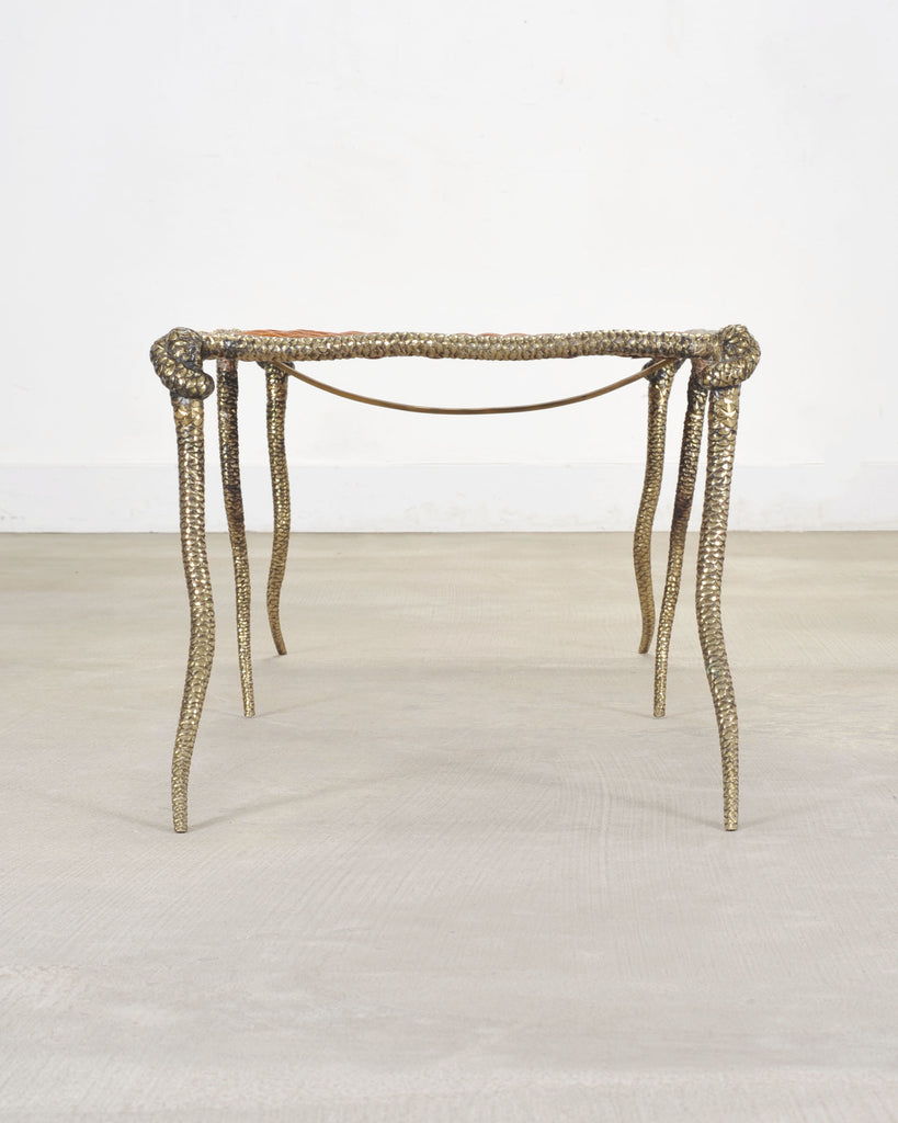 Sylvan S.F. Brass Leather Strap Viper Bench or Cocktail Table