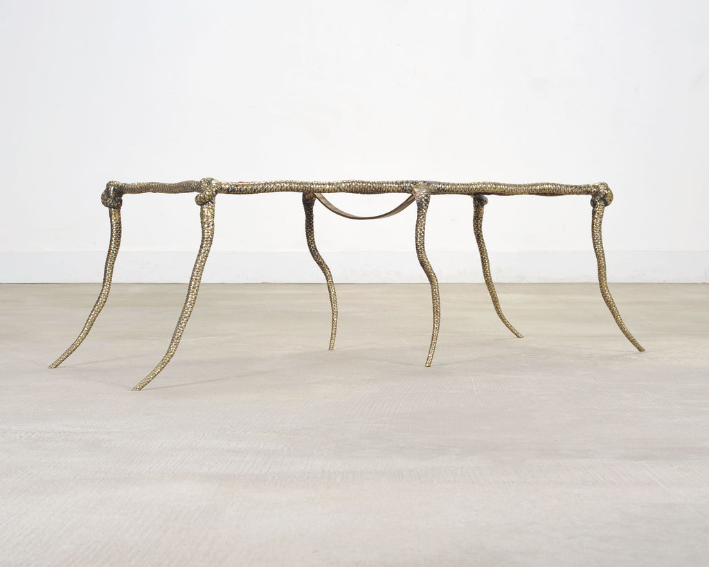 Sylvan S.F. Brass Leather Strap Viper Bench or Cocktail Table