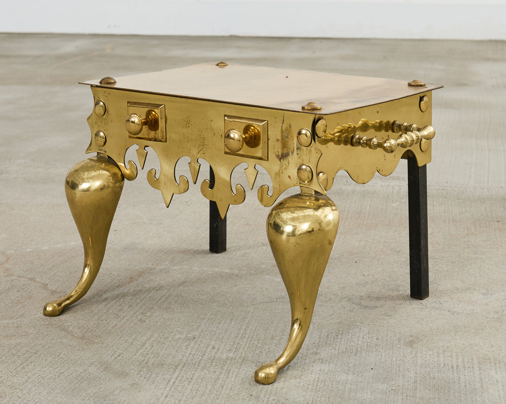 19th Century English Patinated Brass Footman Trivet Stand