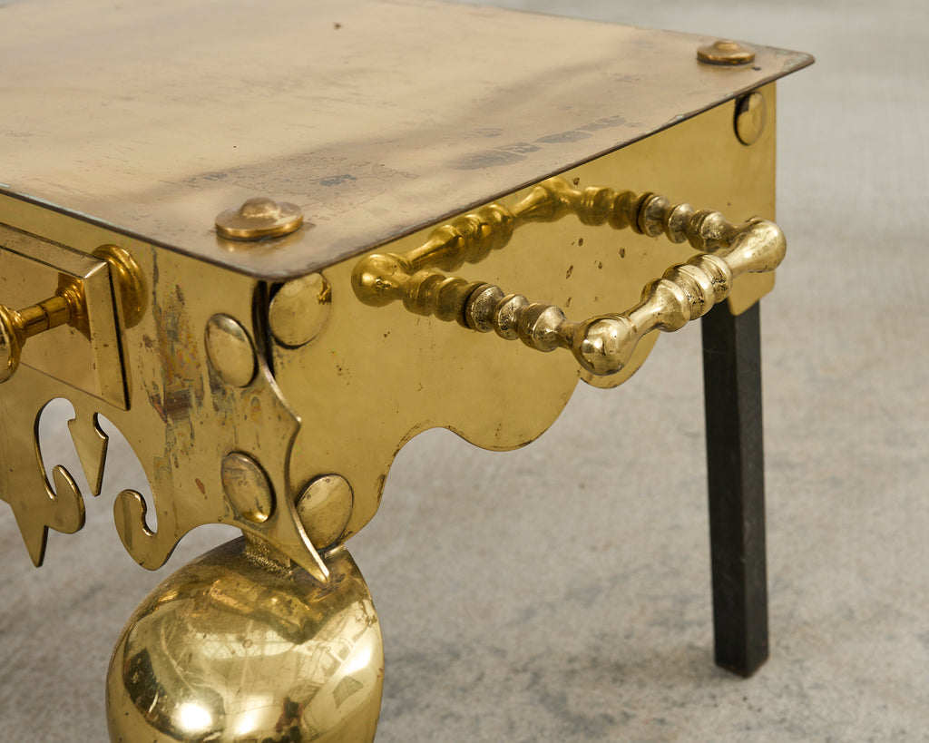 19th Century English Patinated Brass Footman Trivet Stand