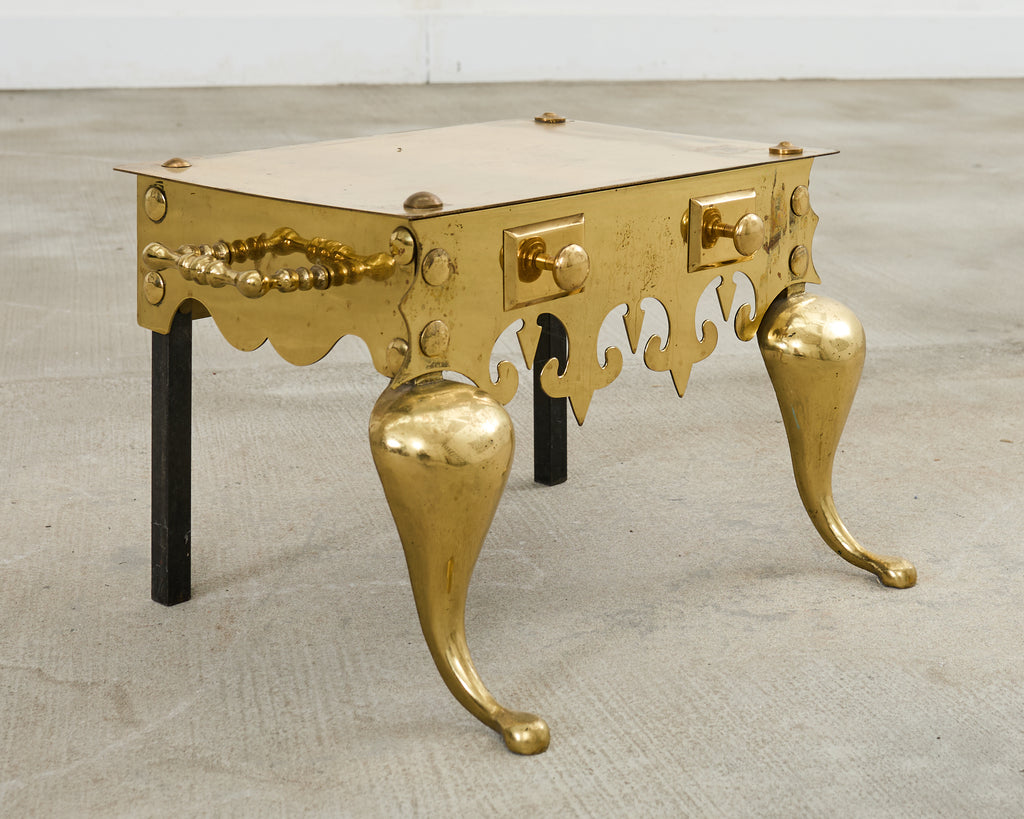 19th Century English Patinated Brass Footman Trivet Stand