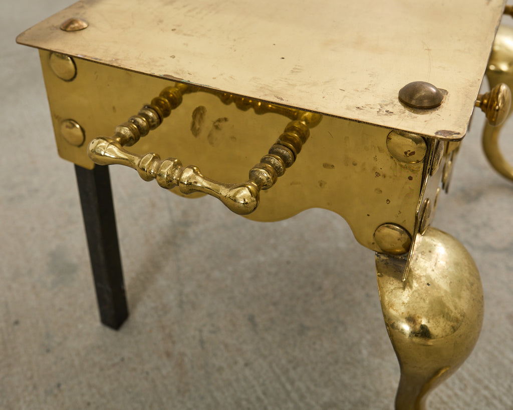 19th Century English Patinated Brass Footman Trivet Stand