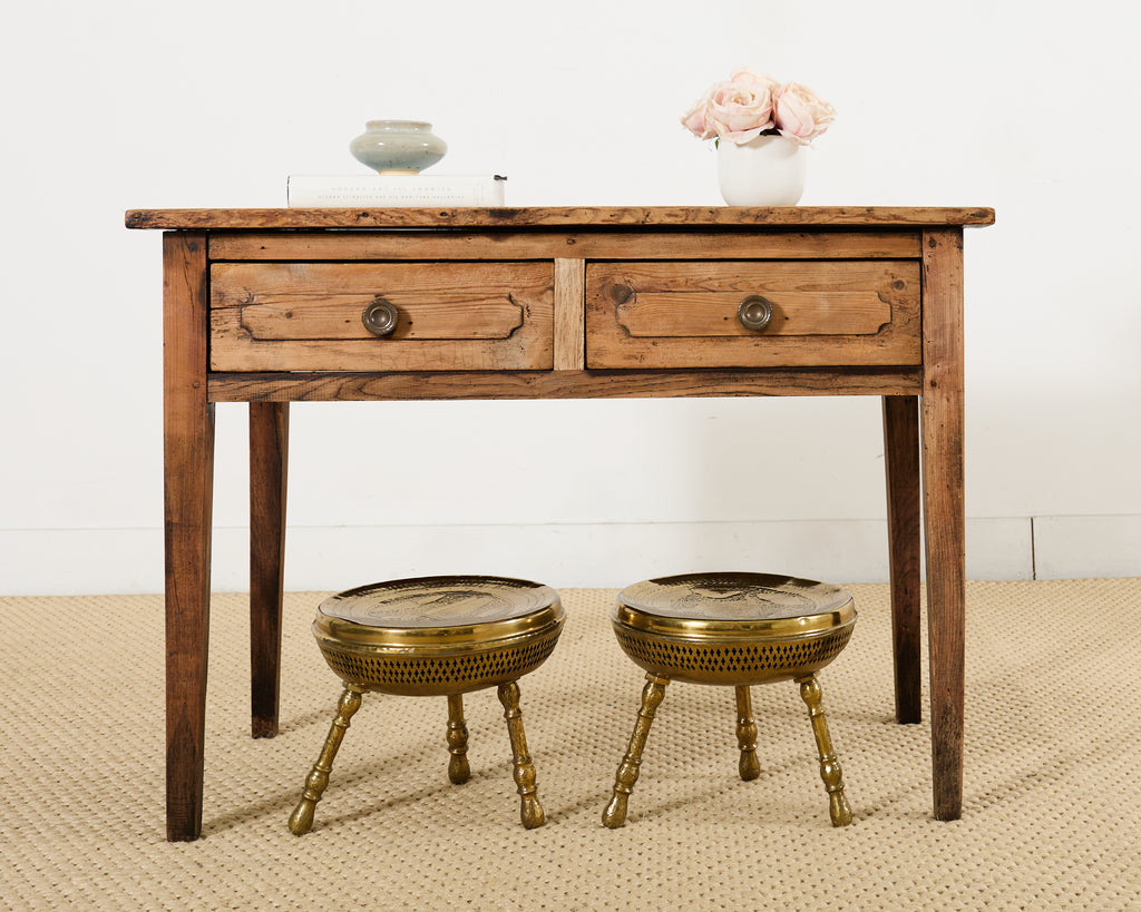 Pair of Middle Eastern Moorish Pierced Brass Stools