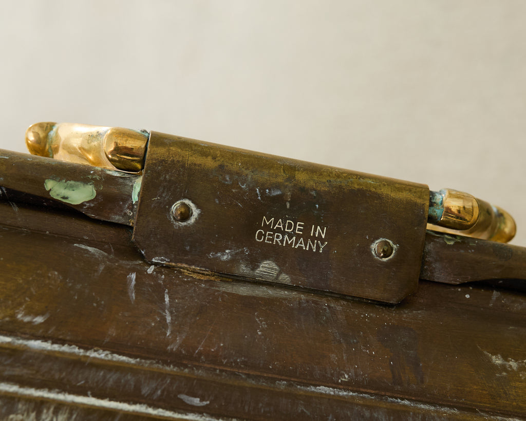 German Regency Brass Tray Faux Bamboo Cocktail Table