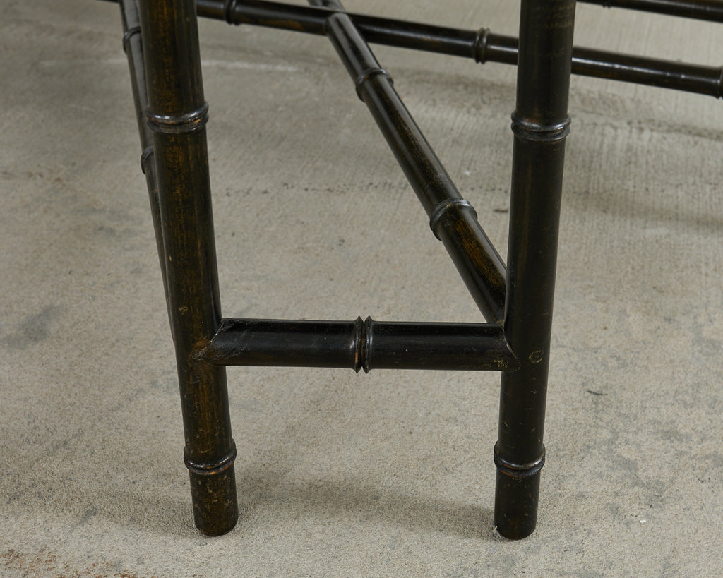 German Regency Brass Tray Faux Bamboo Cocktail Table