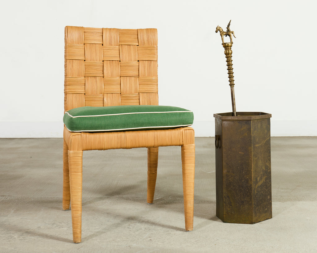 Mid-Century Italian Brass Hexagonal Umbrella Stand Waste Basket