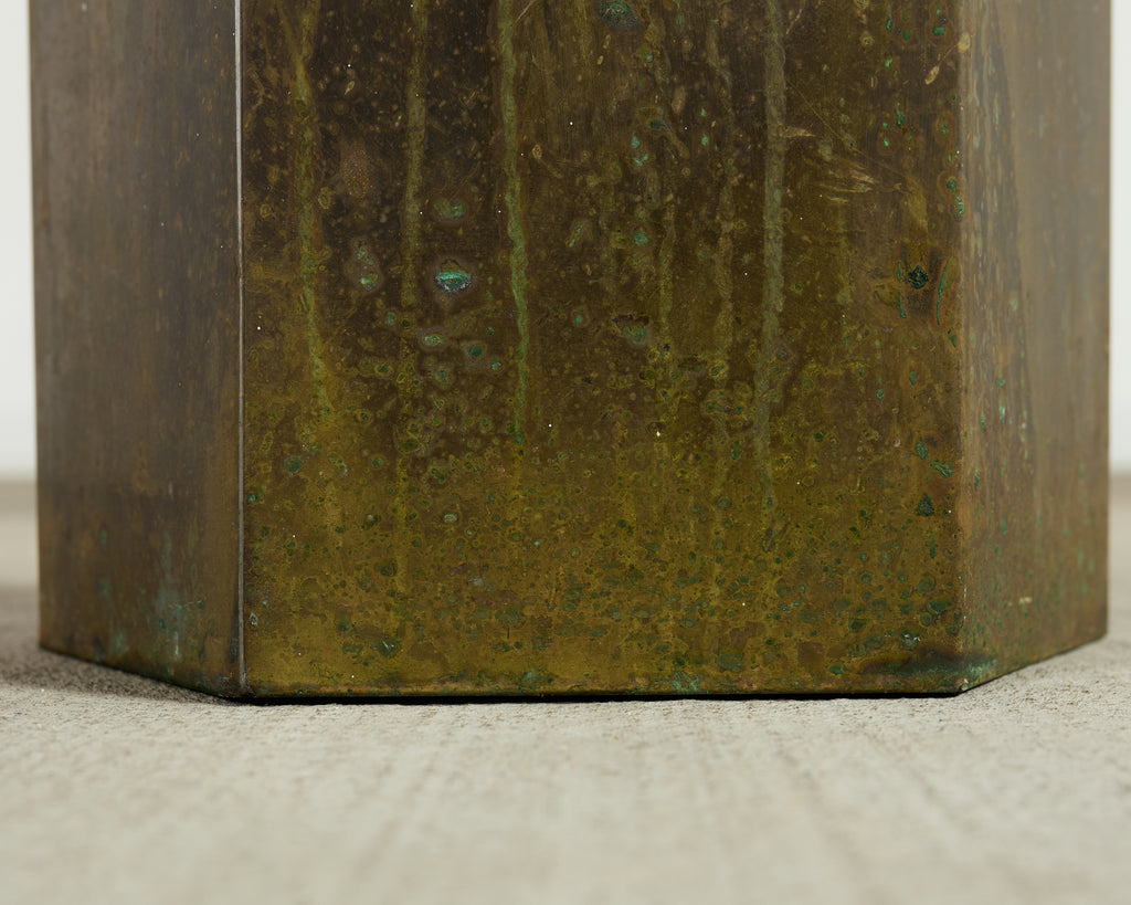 Mid-Century Italian Brass Hexagonal Umbrella Stand Waste Basket