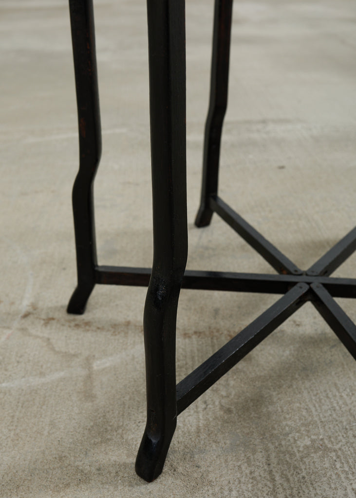 Midcentury Asian Brass Tray Drink Table Hexagonal Folding Stand