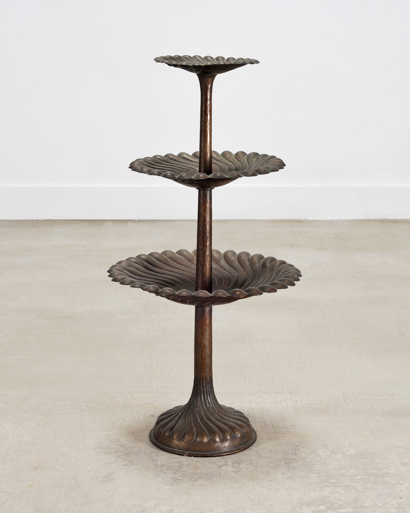 Patinated Bronze Three-Tier Muffin Dessert Stand or Display