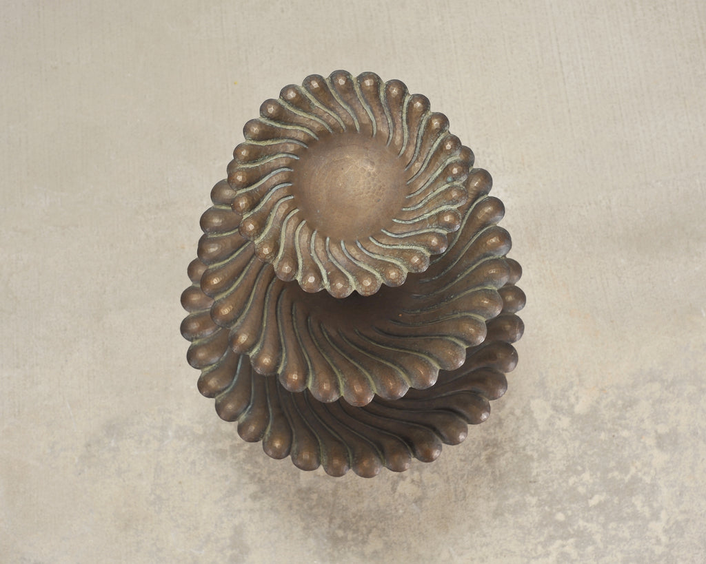 Patinated Bronze Three-Tier Muffin Dessert Stand or Display