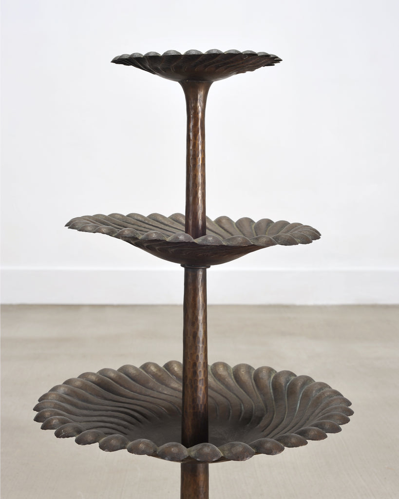 Patinated Bronze Three-Tier Muffin Dessert Stand or Display