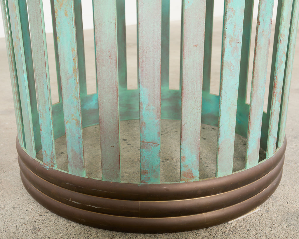 Patinated Bronze Garden Dining Center Table with Verdigris