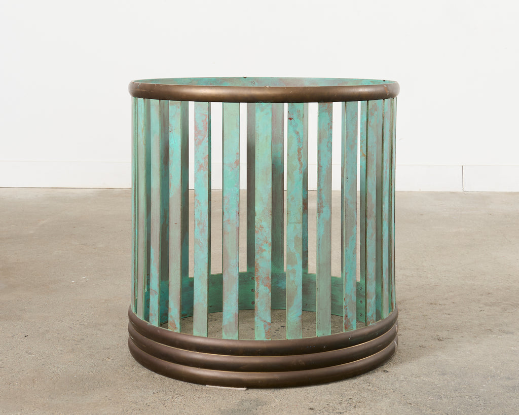 Patinated Bronze Garden Dining Center Table with Verdigris