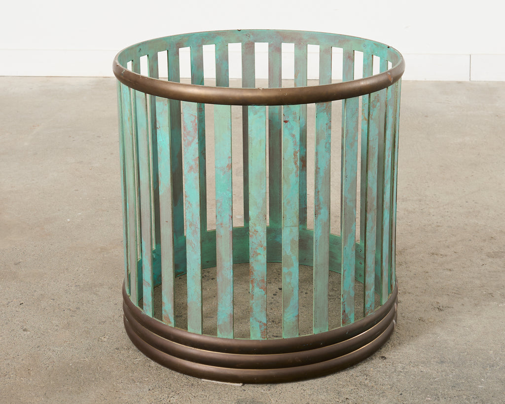 Patinated Bronze Garden Dining Center Table with Verdigris