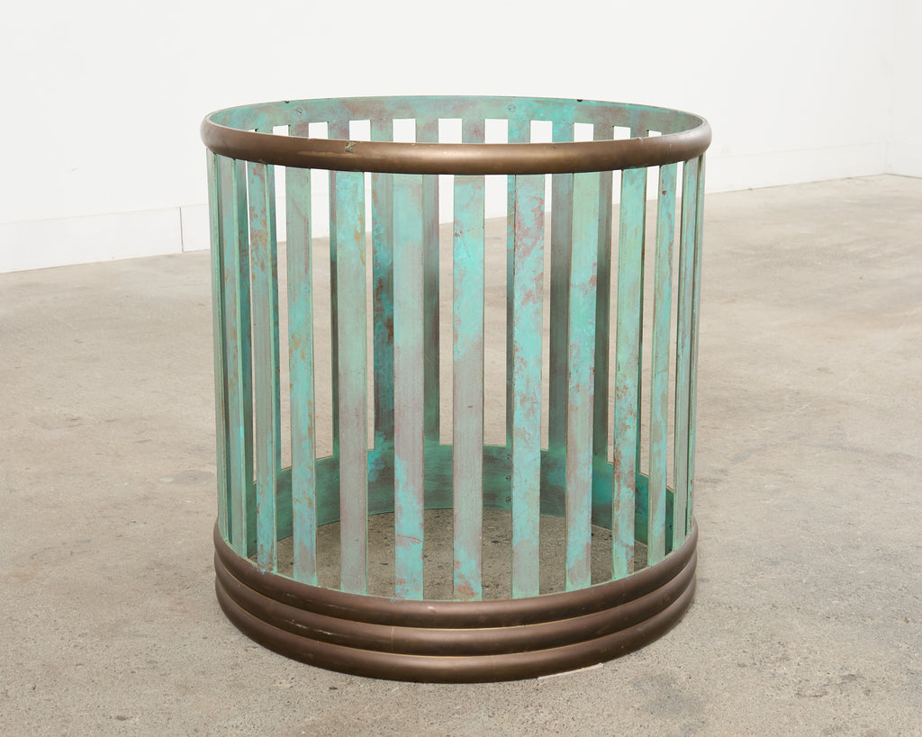 Patinated Bronze Garden Dining Center Table with Verdigris