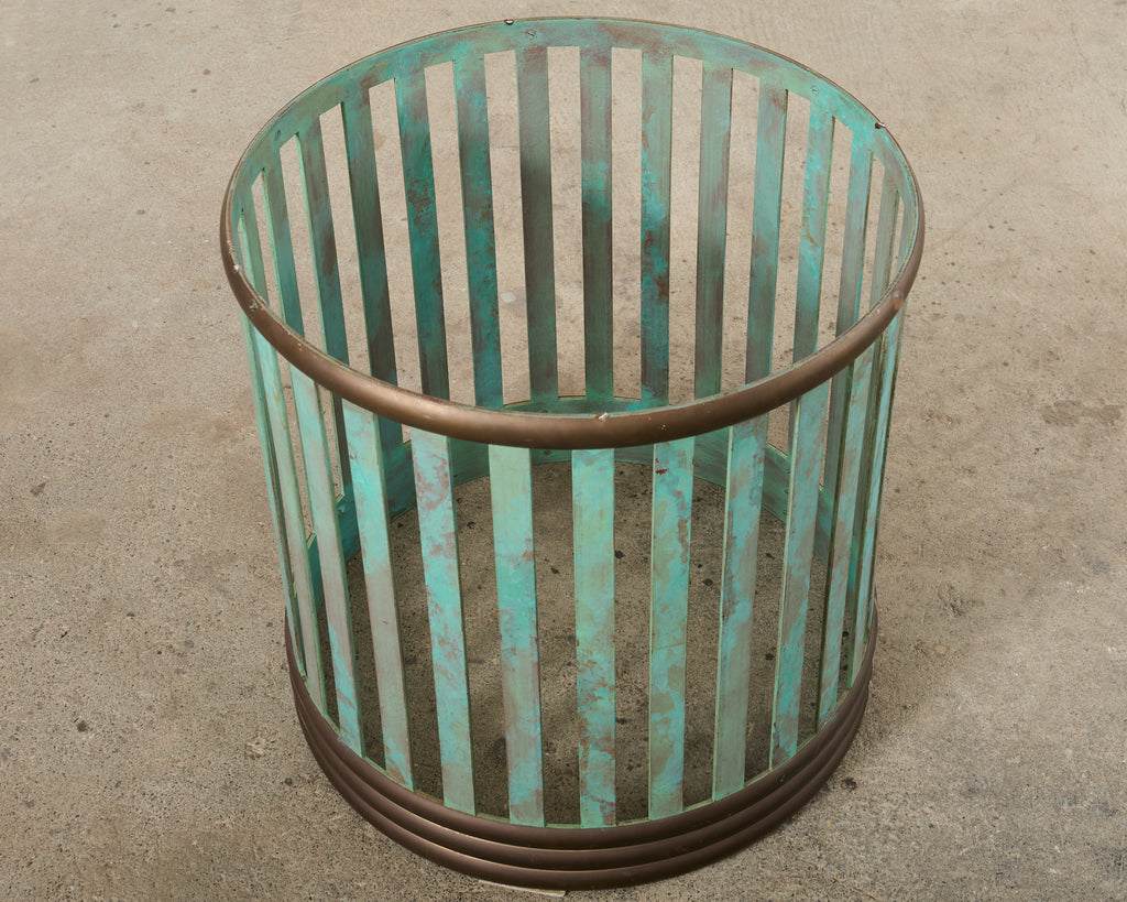 Patinated Bronze Garden Dining Center Table with Verdigris