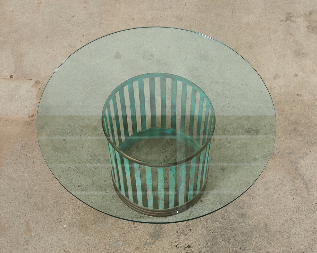 Patinated Bronze Garden Dining Center Table with Verdigris