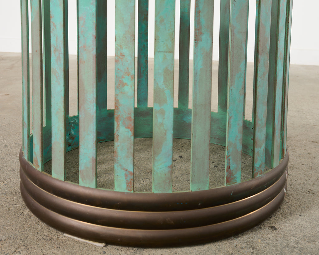 Patinated Bronze Garden Dining Center Table with Verdigris