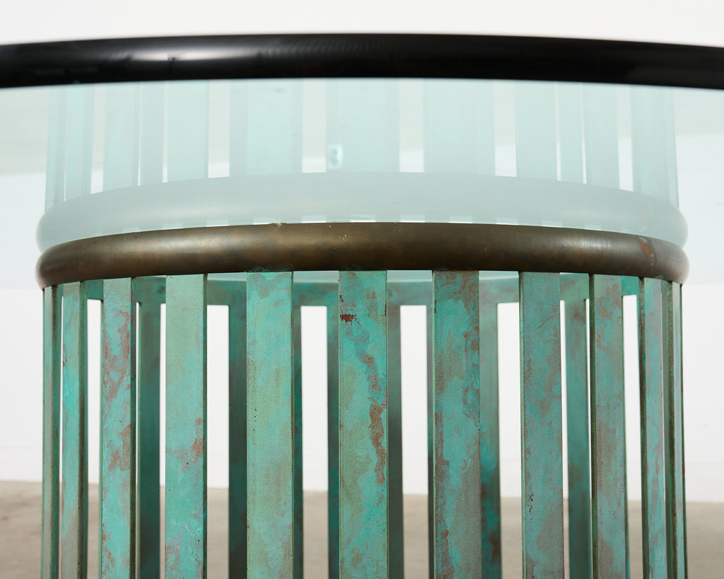 Patinated Bronze Garden Dining Center Table with Verdigris