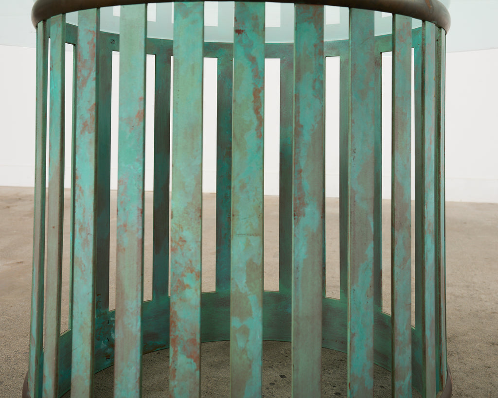 Patinated Bronze Garden Dining Center Table with Verdigris