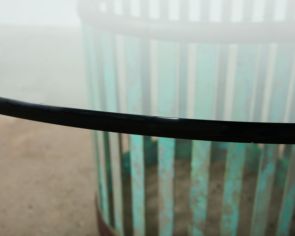 Patinated Bronze Garden Dining Center Table with Verdigris
