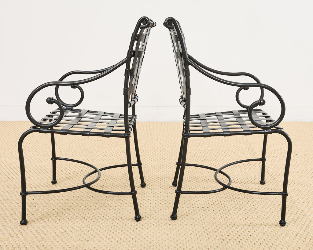 Set of Fourteen Brown Jordan Florentine Aluminum Dining Chairs