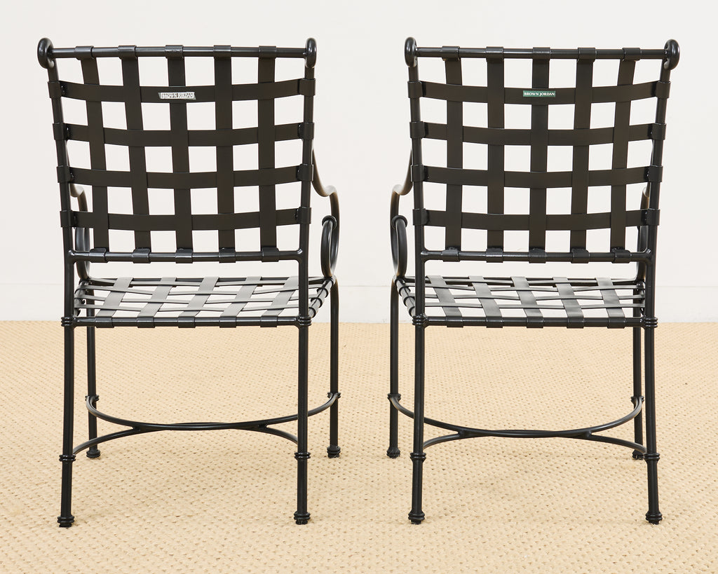 Set of Fourteen Brown Jordan Florentine Aluminum Dining Chairs